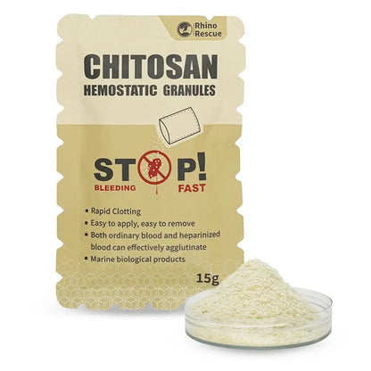 Poudre Hémostatique Granulée au Chitosane – RHINO RESCUE – 6g / 15g – Contrôle Rapide des Saignements Ma boutique