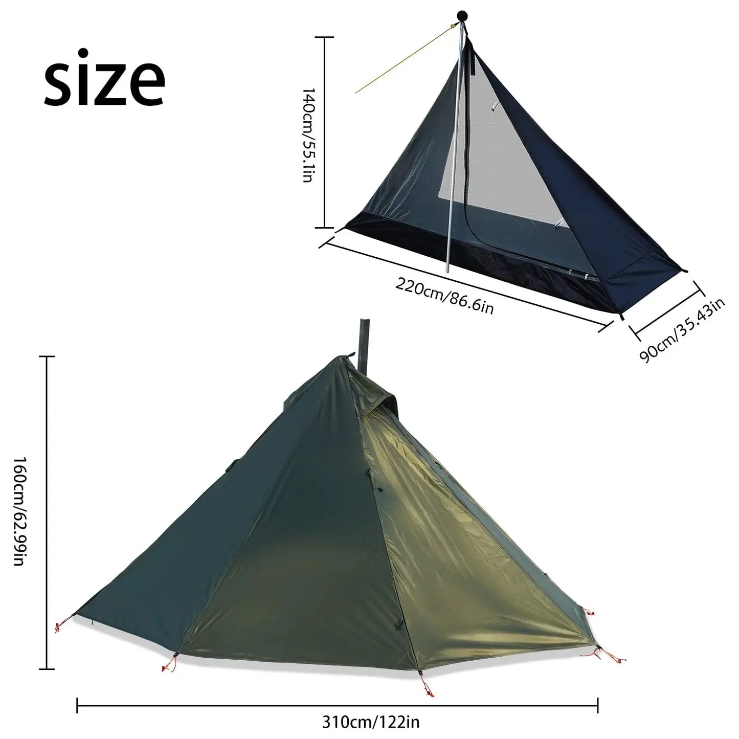 Tente Hot Tent Tipi 1 Personne – Avec Fenêtre pour Cheminée | Double Paroi | 3 Saisons | Bushcraft / Camping Solo - BLACKBEARD OUTDOOR INDUSTRIES