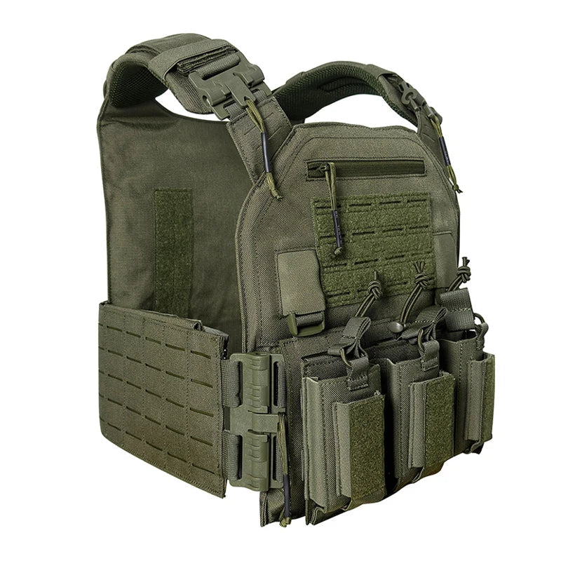 Gilet de Combat 6094 Tactique - Gilet Détachable Rapide avec Système Laser Cut et Porte-Plaque de Protection - Équipement Tactique Noir BLACKBEARD OUTDOOR INDUSTRIES