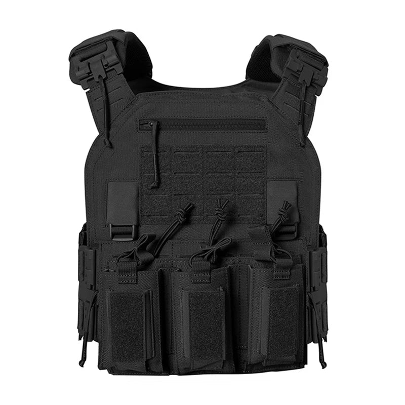 Gilet de Combat 6094 Tactique - Gilet Détachable Rapide avec Système Laser Cut et Porte-Plaque de Protection - Équipement Tactique Noir BLACKBEARD OUTDOOR INDUSTRIES