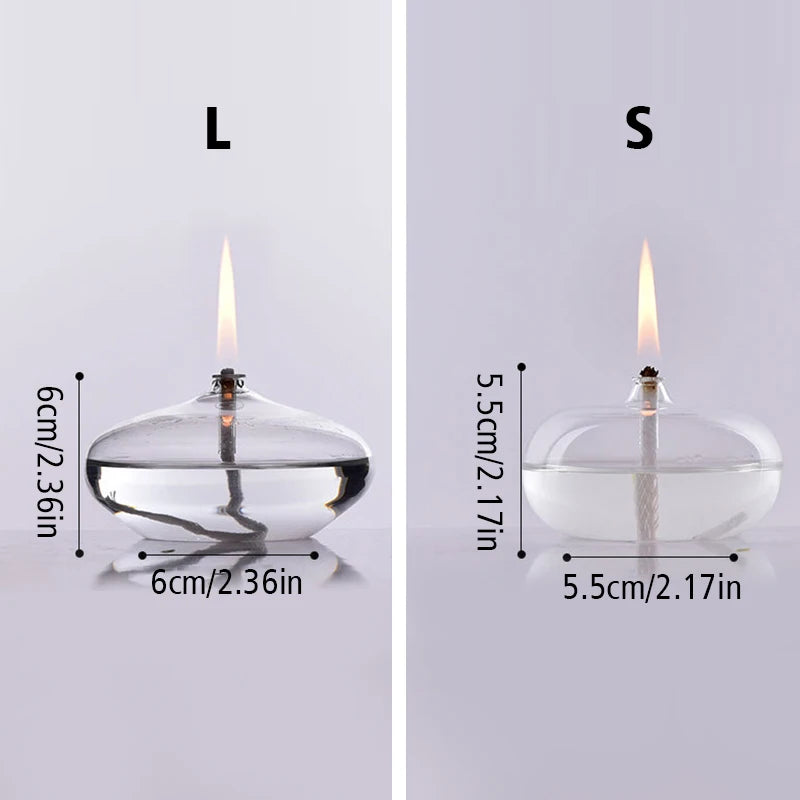 Porte-Bougie en Verre Transparent - Lampe à Huile avec Mèche – Décoration Rustique pour Mariage, Anniversaire, Dîner, Table d'Intérieur - BLACKBEARD OUTDOOR INDUSTRIES