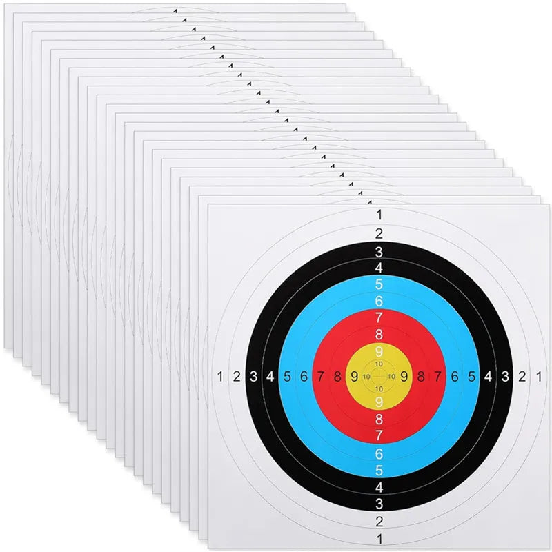 Lot de 10 ou 50 Cibles Papier 40x40 cm – Entraînement Précis Tir à l'Arc, Airsoft, Arbalète et Chasse - BLACKBEARD OUTDOOR INDUSTRIES