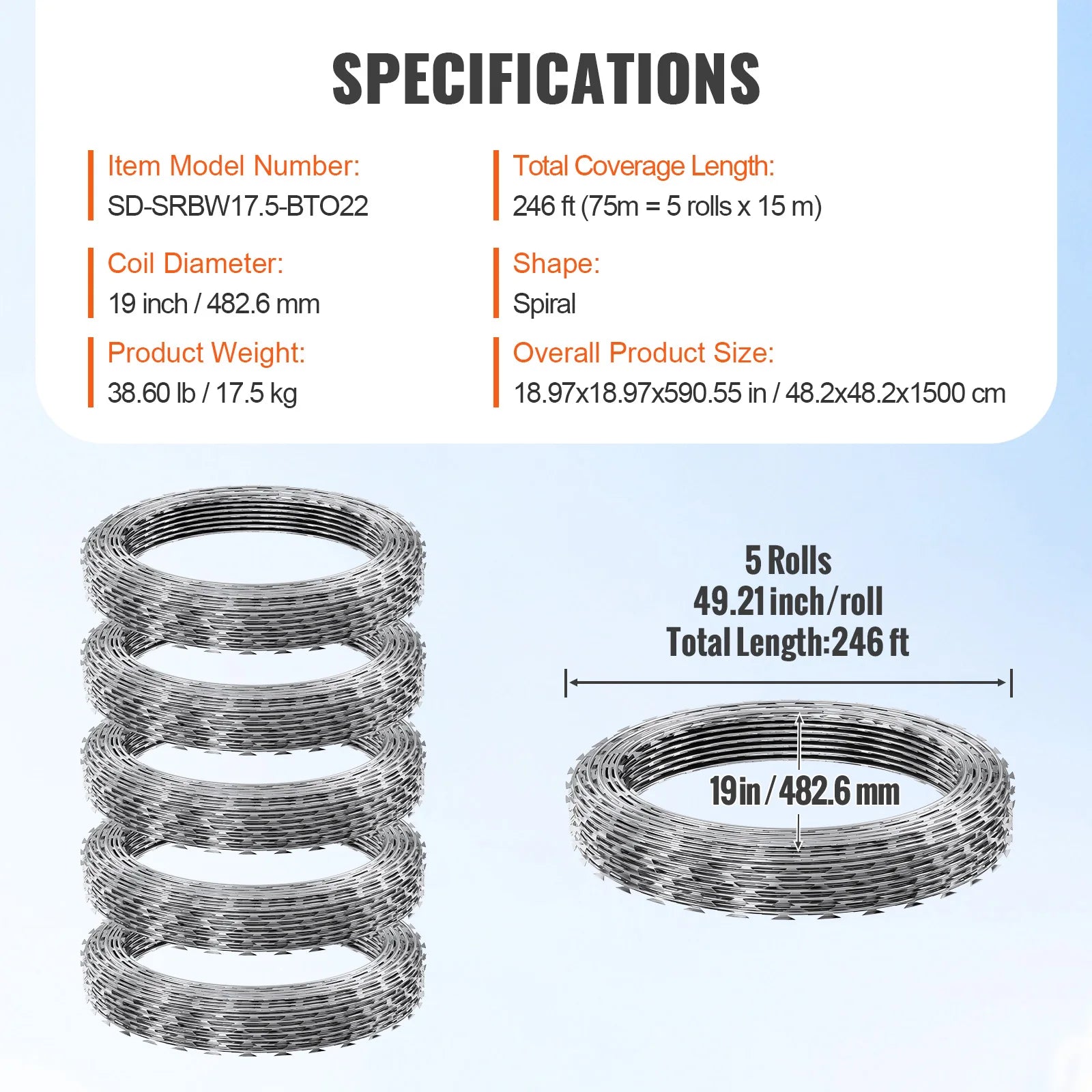 VEVOR Razor Wire – Rouleaux de Fil Barbelé Lames Doubles Spirales Galvanisé pour Clôture et Sécurité Extérieure - BLACKBEARD OUTDOOR INDUSTRIES
