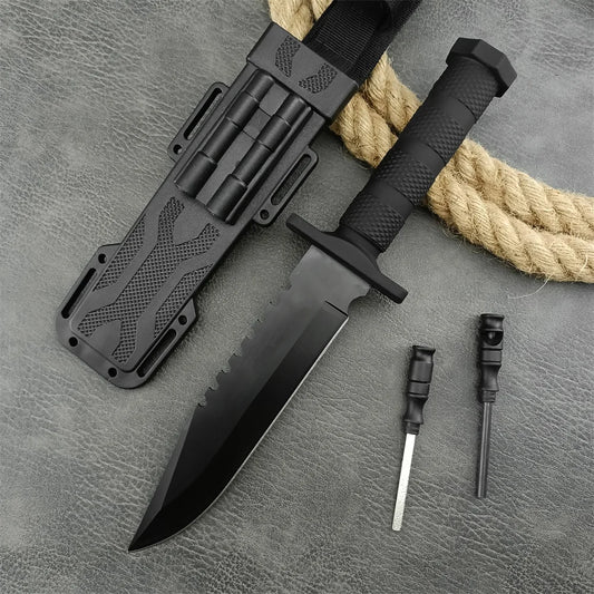 Couteau Fixe Militaire Quartermaster – 5Cr13Mov | 21.8 cm | Manche Fibre de Nylon | Tactique, Survie, Chasse, Outdoor - BLACKBEARD OUTDOOR INDUSTRIES