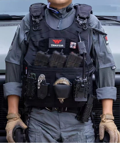 Gilet Tactique YAKEDA en Nylon – Gilet de Chasse avec Libération Rapide et Système PALS Découpé au Laser, Dos Extensible et Résistant à l'Usure BLACKBEARD OUTDOOR INDUSTRIES