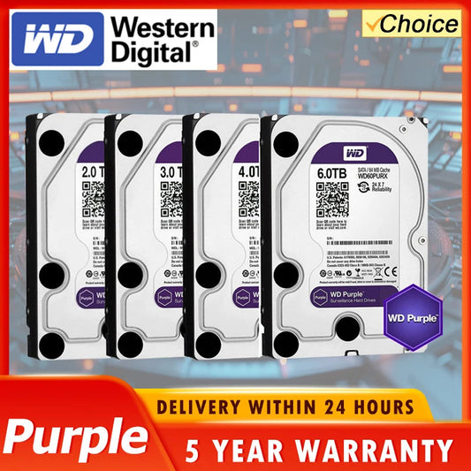 WD Purple 4TB Disk 3.5" 64M Cache SATA III 6Gb/s 1TB 2TB 3TB HDD Ma boutique