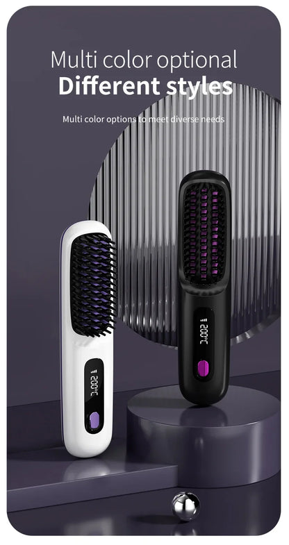 Peigne Lissant Électrique USB LCD avec Chauffage Céramique – Brosse Lissante Rechargeable Sans Fil avec Ions Négatifs - BLACKBEARD OUTDOOR INDUSTRIES