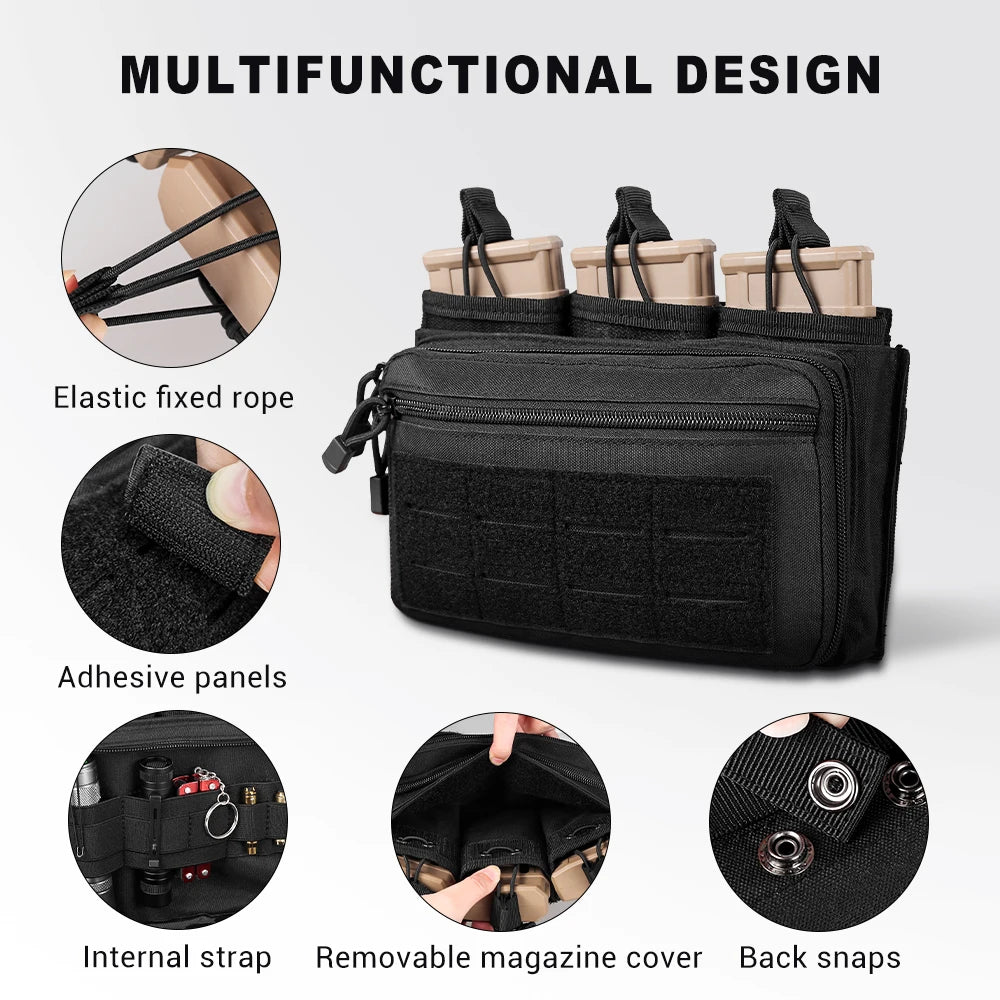 Tactical Triple Mag Pouches Molle Admin Pouch  -  Porte-chargeurs ouvert triple compatible .223/5.56mm & 7.62mm – Organisateur EDC polyvalent - BLACKBEARD OUTDOOR INDUSTRIES