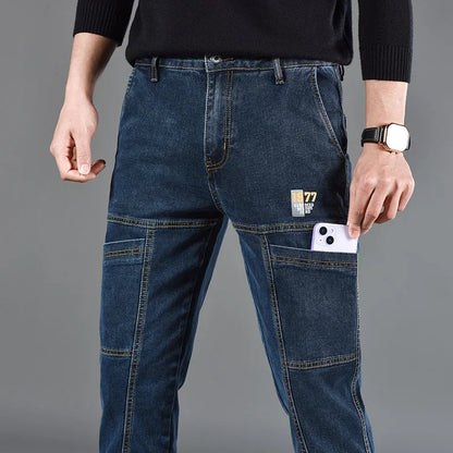 Jean Slim Fit Homme Style Coréen - Pantalon en Denim Élastique Gris Taille Moyenne BLACKBEARD OUTDOOR INDUSTRIES