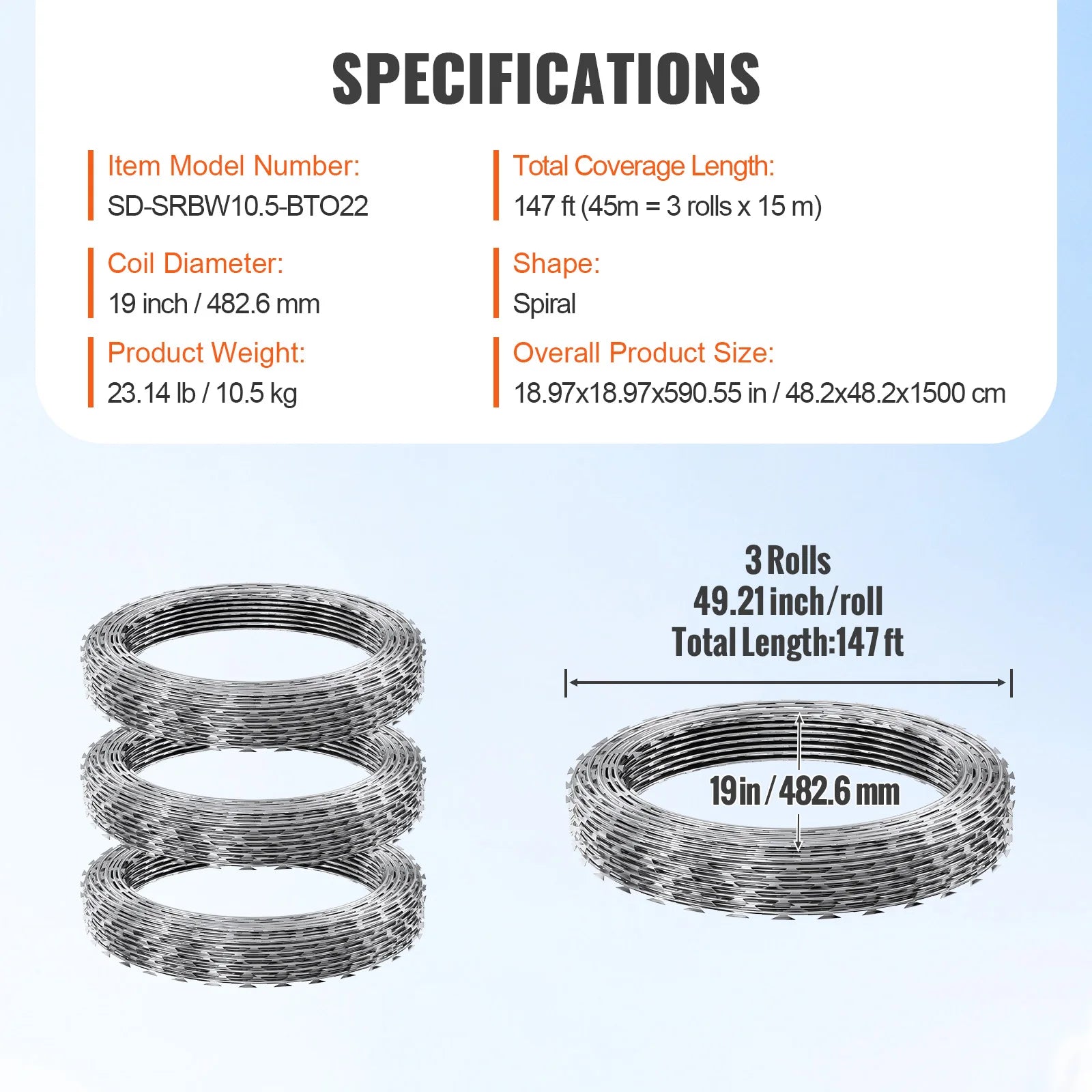 VEVOR Razor Wire – Rouleaux de Fil Barbelé Lames Doubles Spirales Galvanisé pour Clôture et Sécurité Extérieure - BLACKBEARD OUTDOOR INDUSTRIES