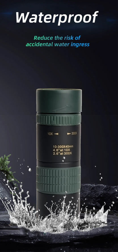 Longues-Vues Monoculaire 10-300x40 HD avec Prismes BAK4 – Télescope Portable Haute Définition pour Chasse, Camping et Observation à Longue Distance - BLACKBEARD OUTDOOR INDUSTRIES