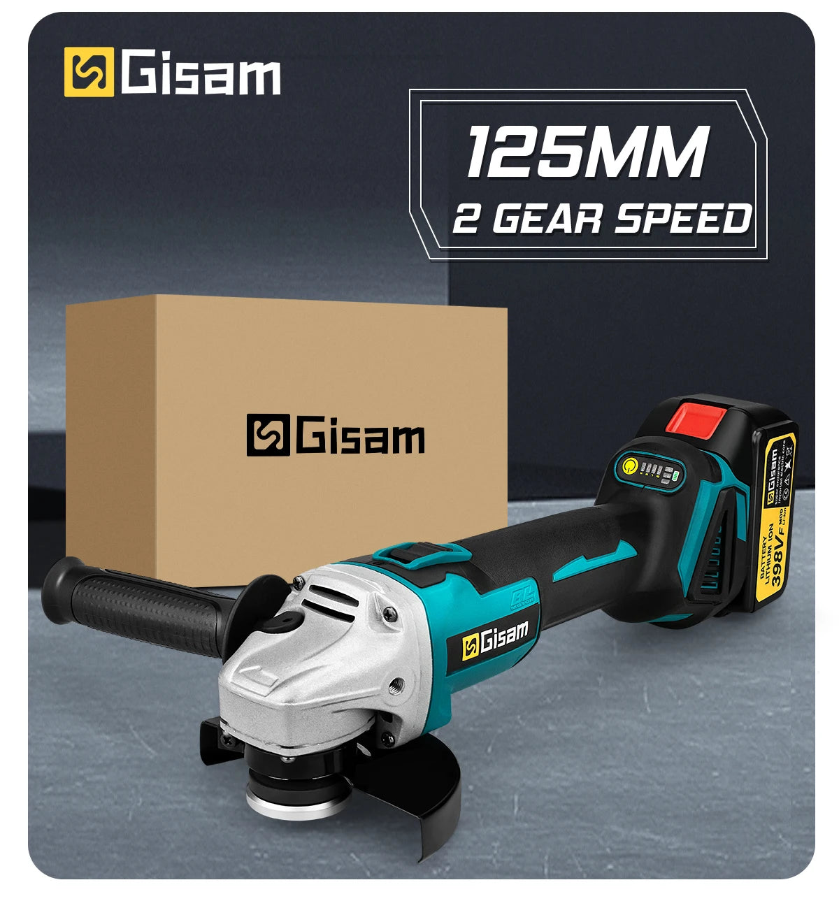 Meuleuse d’Angle Électrique Brushless 125 mm Gisam – Vitesse Variable – Compatible Batterie Makita 18V - BLACKBEARD OUTDOOR INDUSTRIES