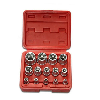 Jeu de Douilles Femelles Torx E4 à E24 – 14 Pièces | Douilles Étoile Externe (E-Torx) en Acier Chrome Vanadium - BLACKBEARD OUTDOOR INDUSTRIES