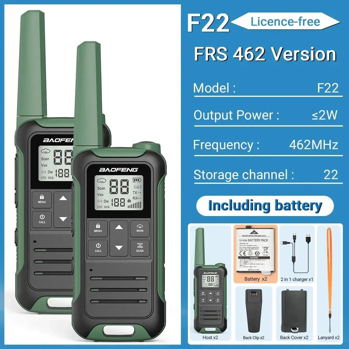 Baofeng F22 - Talkie-Walkie Portable PMR/FRS - Longue Portée et Multifonctions Ma boutique