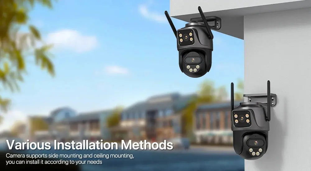 Caméra de Surveillance 4K 8MP PTZ WiFi Double Objectif | Vision Nocturne Couleur | Détection Humaine | Audio Bidirectionnel | iCSee Ma boutique