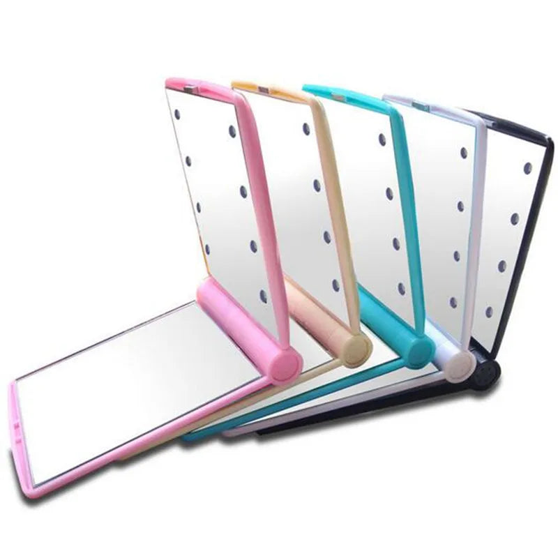 Miroir de Maquillage Pliable avec 8 LED – Compact et Portable - BLACKBEARD OUTDOOR INDUSTRIES
