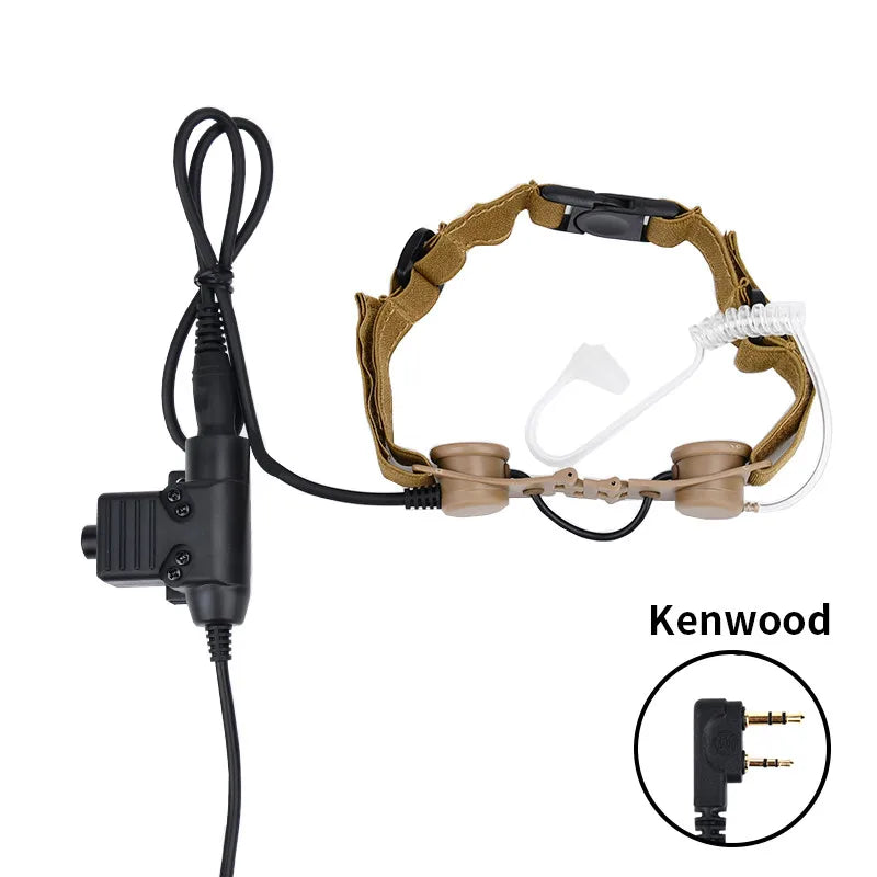 Microphone Laryngophone Tactique WADSN pour Radio Kenwood, BaoFeng UV-5R, UV-5X, UV-82 avec PTT U94 BLACKBEARD OUTDOOR INDUSTRIES