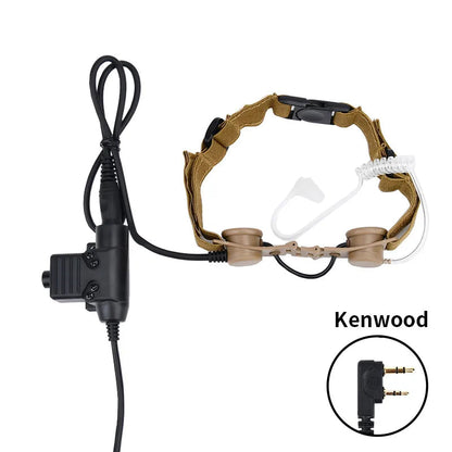 Microphone Laryngophone Tactique WADSN pour Radio Kenwood, BaoFeng UV-5R, UV-5X, UV-82 avec PTT U94 BLACKBEARD OUTDOOR INDUSTRIES