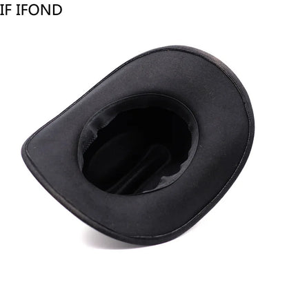 Chapeau Vintage Western Cowboy Unisexe – Style Gentleman & Cowgirl, Large Bord en Cuir – Jazz Cloche Sombrero Élégant pour Homme & Femme - BLACKBEARD OUTDOOR INDUSTRIES