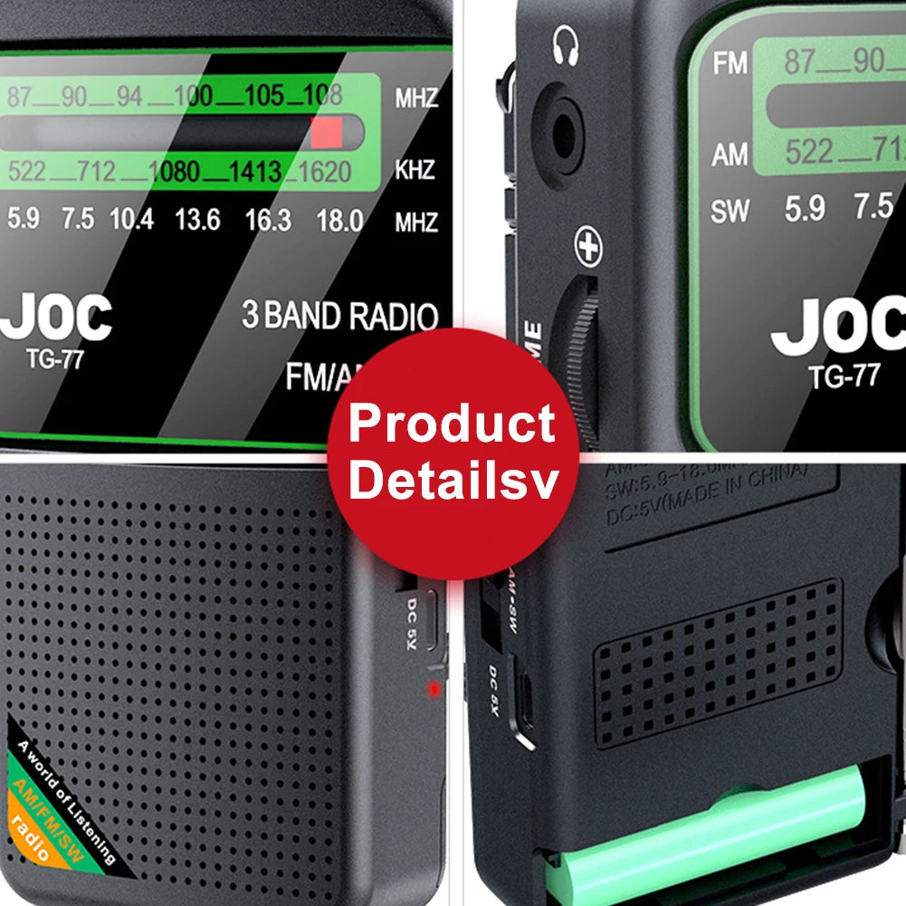 📻 Mini Radio Portable AM/FM/SW – Rechargeable avec Haut-Parleur Stéréo et Écran HD Ma boutique