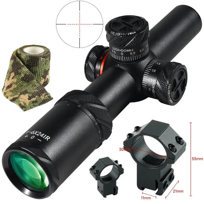 Viseur Tactique 1-6x24 IR pour Arbalète et Airsoft – Scope Compact SFP pour Fusil de Chasse et Tir de Précision, Rail 11/20 mm pour AR15 .223 Ma boutique
