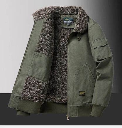 Veste d'Hiver Homme – Bombardier avec Doublure en Laine, Veste à Col Roulé, Manteau en Coton Chaud et Douillet – Parfaite pour les Voyages et le Travail BLACKBEARD OUTDOOR INDUSTRIES