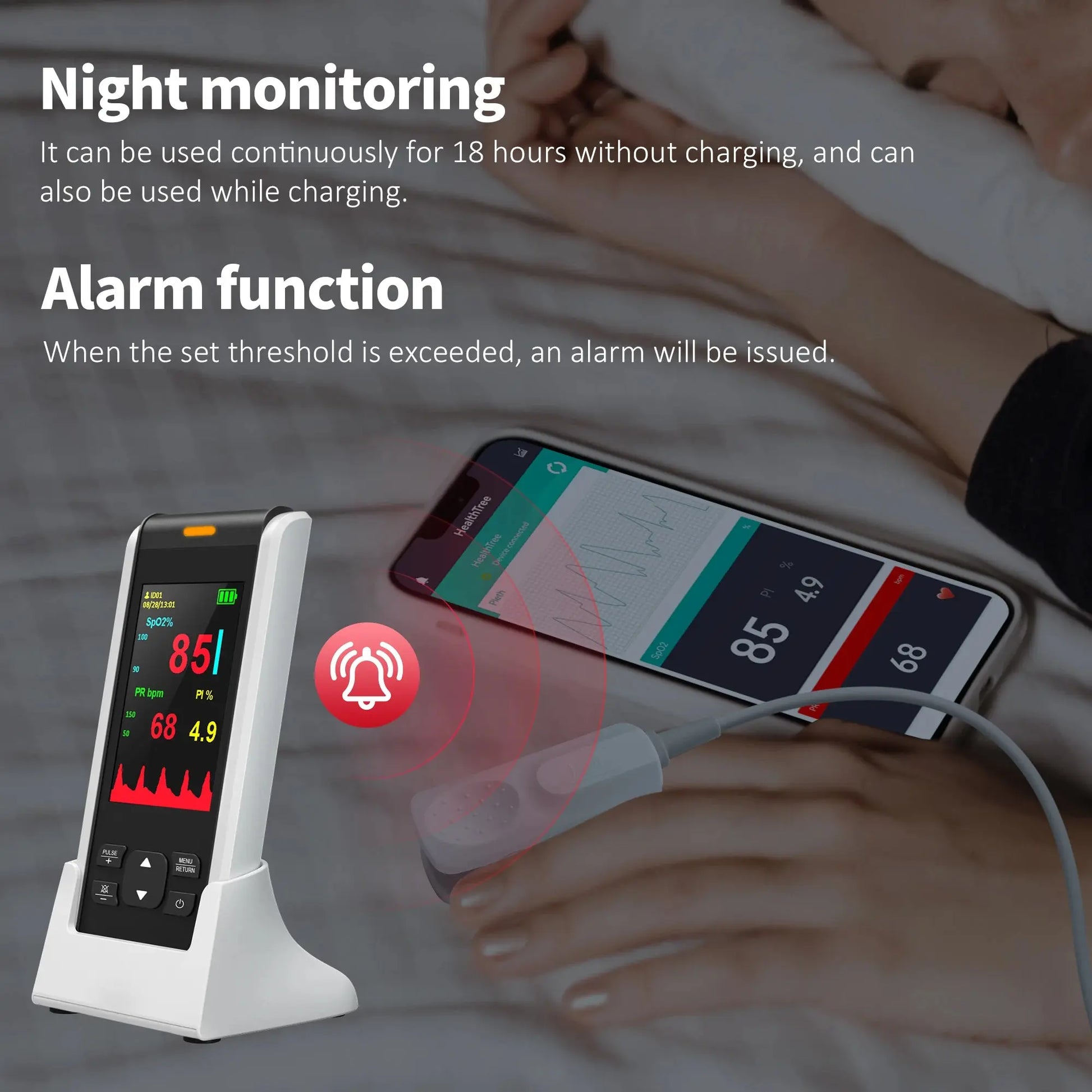 HealthTree Oxymètre de Pouls Portable Bluetooth avec Contrôle APP Ma boutique