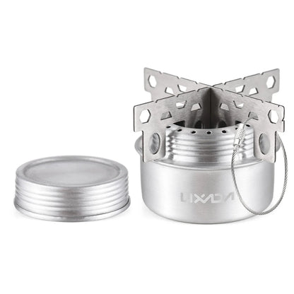 Réchaud à alcool mini en alliage d'aluminium LIXADA avec couvercle et support croisé - BLACKBEARD OUTDOOR INDUSTRIES