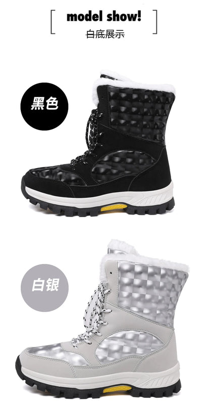 Bottes de Neige Femme Hiver 2024 – Sneakers Chaudes à Fourrure, Semelle Épaisse, Imperméables – Bottines Mi-mollet Outdoor - BLACKBEARD OUTDOOR INDUSTRIES
