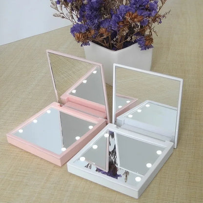 1PC Miroir de Maquillage Pliable avec 6 Lampes LED – Compact & Portable avec Lumière pour Femmes - BLACKBEARD OUTDOOR INDUSTRIES