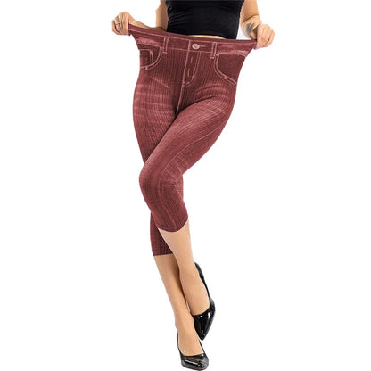 Leggings Femme Imprimé Jean — Style Slim, Extensibles, Faux Denim, Long ou Court, Été - BLACKBEARD OUTDOOR INDUSTRIES