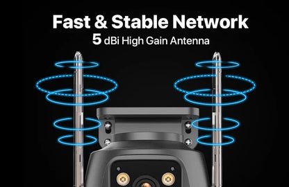Caméra de Surveillance 4K 8MP PTZ WiFi Double Objectif | Vision Nocturne Couleur | Détection Humaine | Audio Bidirectionnel | iCSee Ma boutique