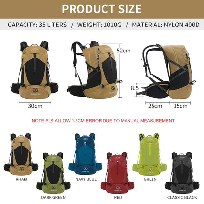 Sac à Dos de Randonnée 35L – Imperméable avec Housse de Pluie Intégrée | Mixte Homme/Femme - BLACKBEARD OUTDOOR INDUSTRIES