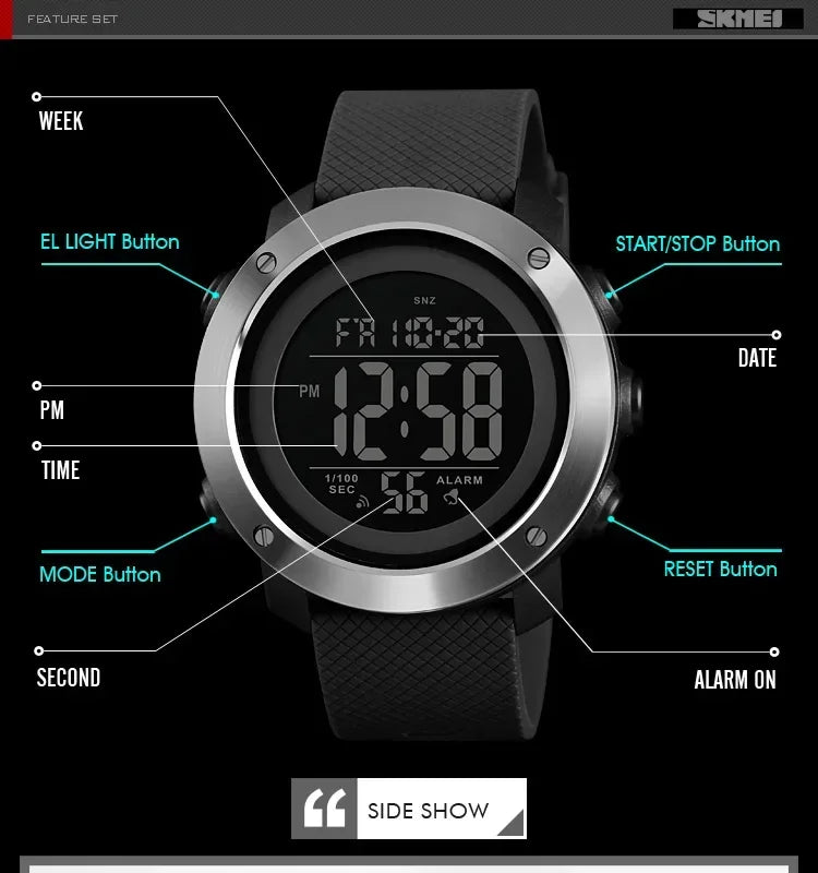 Montre Digitale Homme SKMEI 1426 – Sport, Alarme, Étanche 5Bar - BLACKBEARD OUTDOOR INDUSTRIES