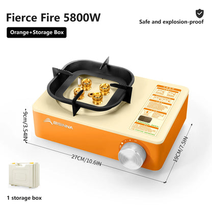 Réchaud à Gaz Camping BISINNA 5800W – Brûleur Portable Puissant pour Pique-nique, Randonnée et Trekking - BLACKBEARD OUTDOOR INDUSTRIES