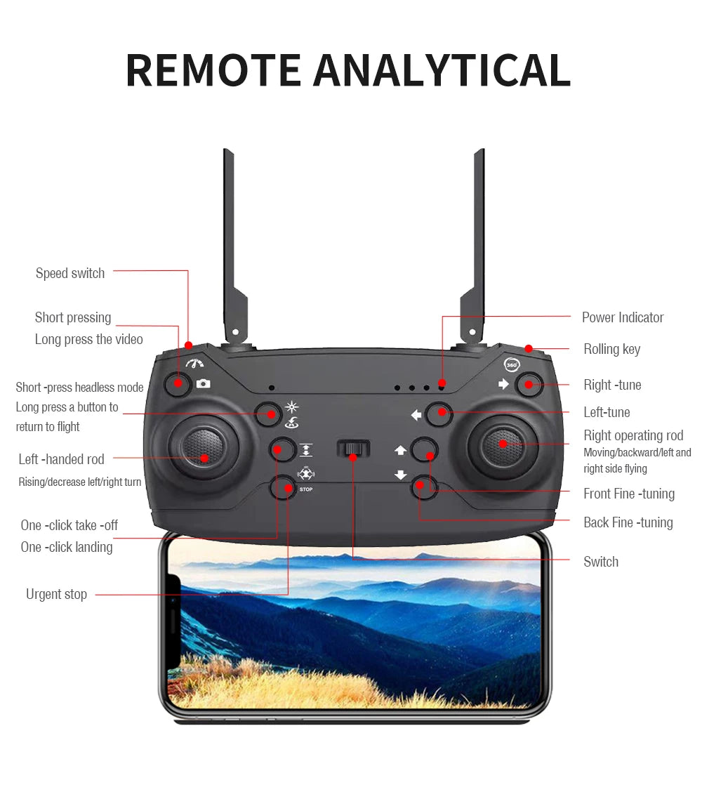 KBDFA 2025 E88 Professional Wide Angle RC HD 4K Camera drone Ma boutique