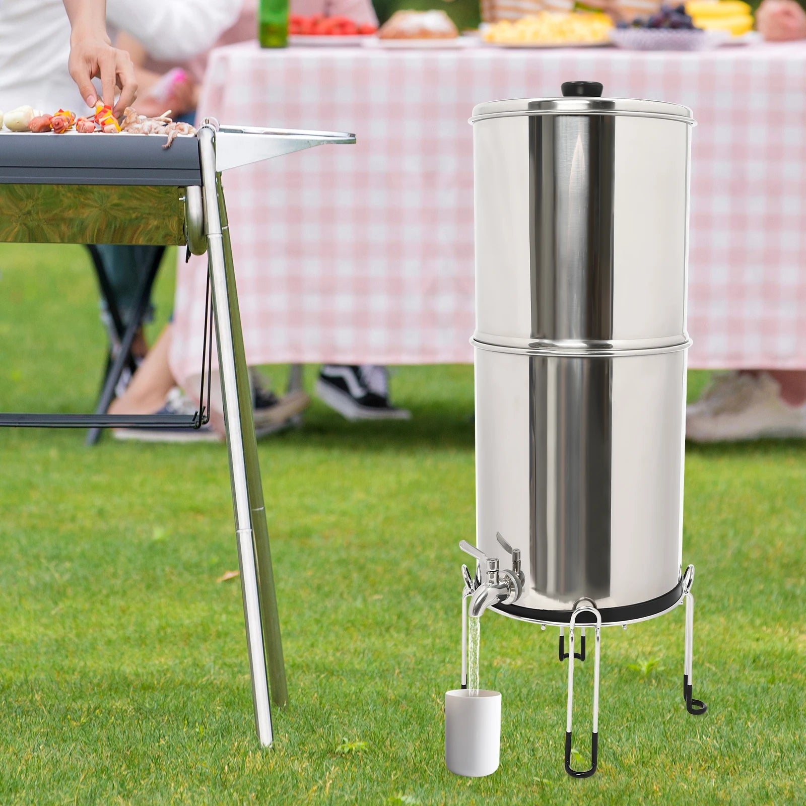 Système de Filtration d’Eau par Gravité – 2,25 Gallons en Acier Inoxydable avec 2 Filtres à Charbon Chargés à l’Argent Ma boutique