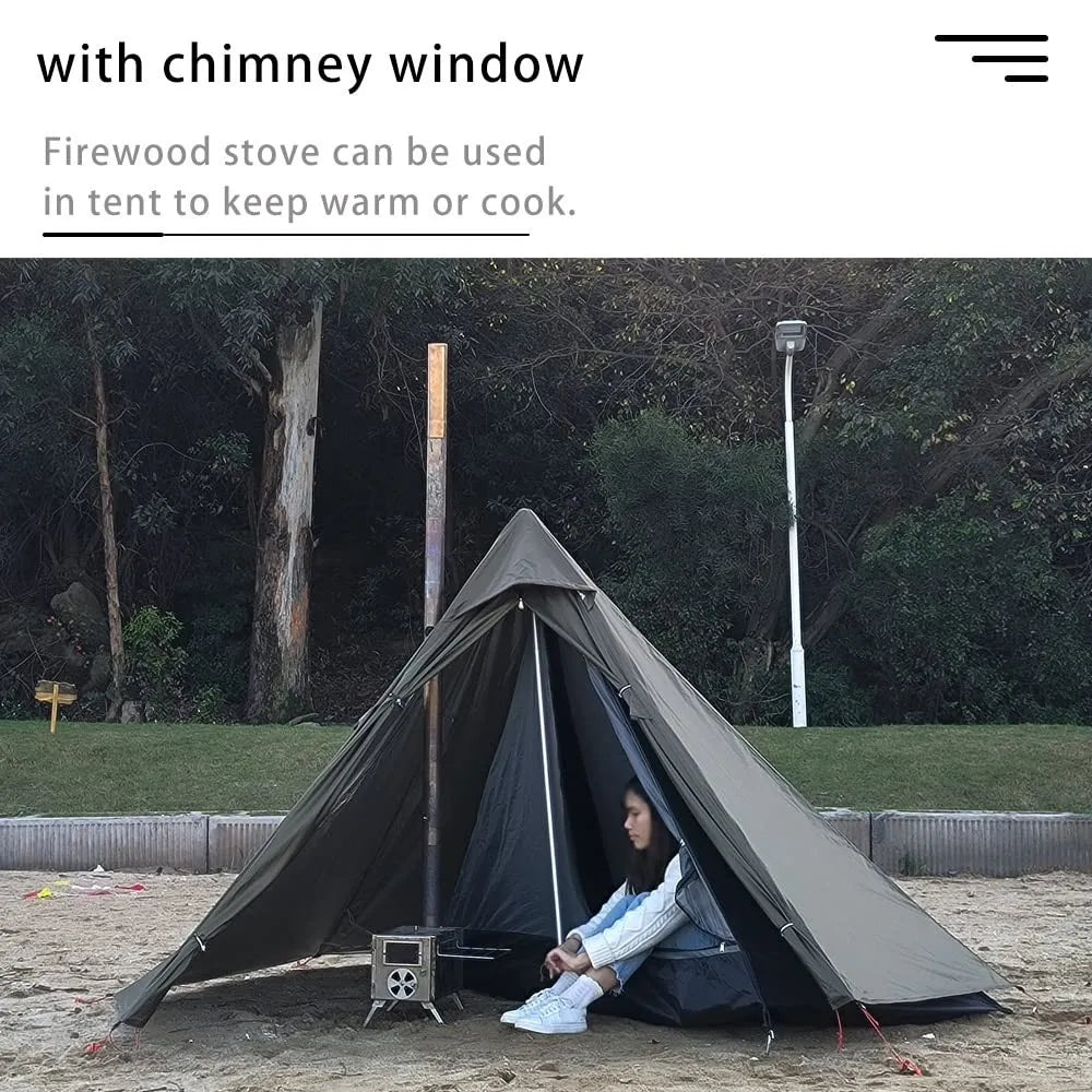 Tente Hot Tent Tipi 1 Personne – Avec Fenêtre pour Cheminée | Double Paroi | 3 Saisons | Bushcraft / Camping Solo - BLACKBEARD OUTDOOR INDUSTRIES