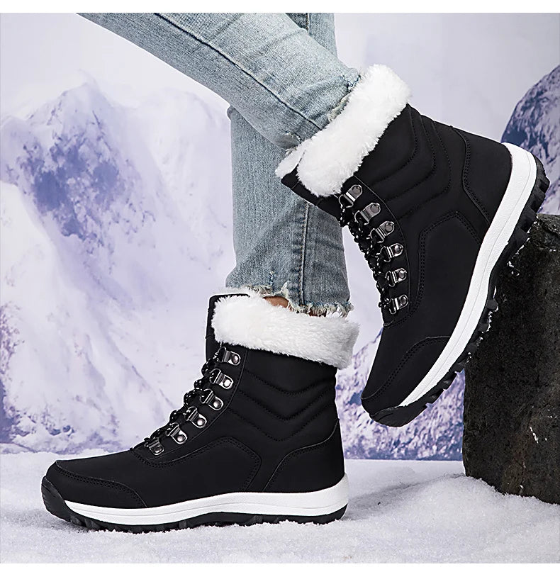 Bottes de Neige Femme Hiver 2024 – Sneakers Chaudes à Fourrure, Semelle Épaisse, Imperméables – Bottines Mi-mollet Outdoor - BLACKBEARD OUTDOOR INDUSTRIES