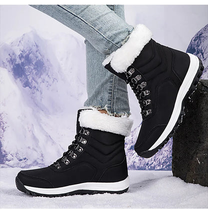 Bottes de Neige Femme Hiver 2024 – Sneakers Chaudes à Fourrure, Semelle Épaisse, Imperméables – Bottines Mi-mollet Outdoor - BLACKBEARD OUTDOOR INDUSTRIES