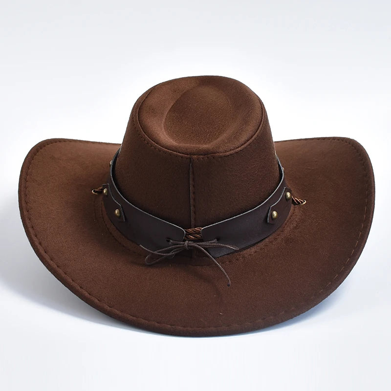 Chapeau Western en suede Synthétique – Large Bord Vintage pour Gentleman & Cowgirl - BLACKBEARD OUTDOOR INDUSTRIES