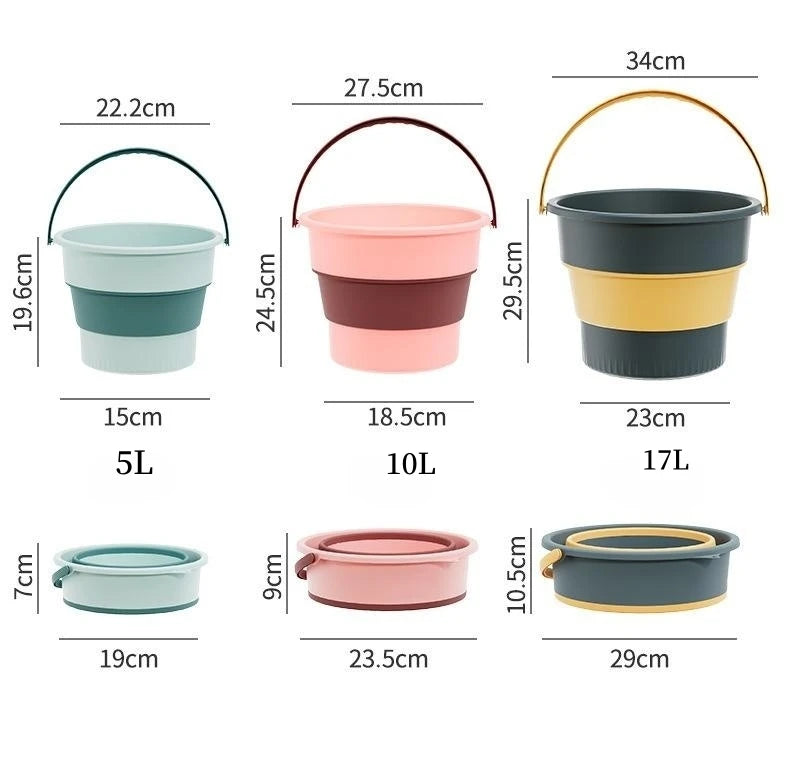 Seau Pliable avec Couvercle 5L / 10L / 17L — Seau Multi-Usages Portable pour Camping, Voiture, Pêche, Maison - BLACKBEARD OUTDOOR INDUSTRIES