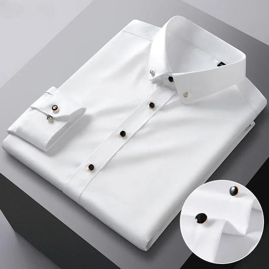 Chemise Homme de Qualité, Manches Longues, Élastique, Confortable et Anti-Retouche – Chemise Business Slim Fit Coréenne BLACKBEARD OUTDOOR INDUSTRIES