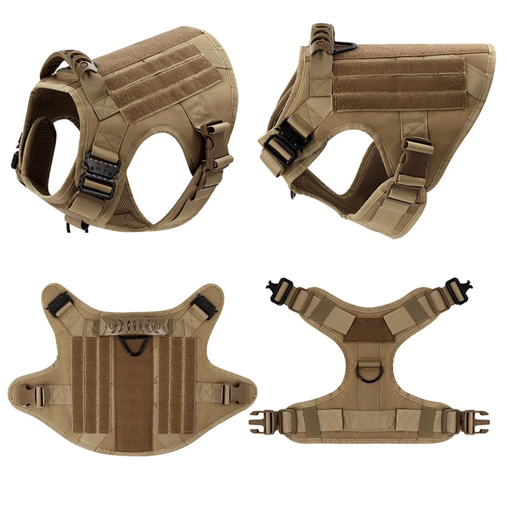 Harnais Tactique Militaire pour Grands Chiens – Harnais de Dressage Renforcé avec Poignée, Boucles Métalliques et Molle – Spécial Malinois, Berger Allemand, Bouledogue Français Ma boutique
