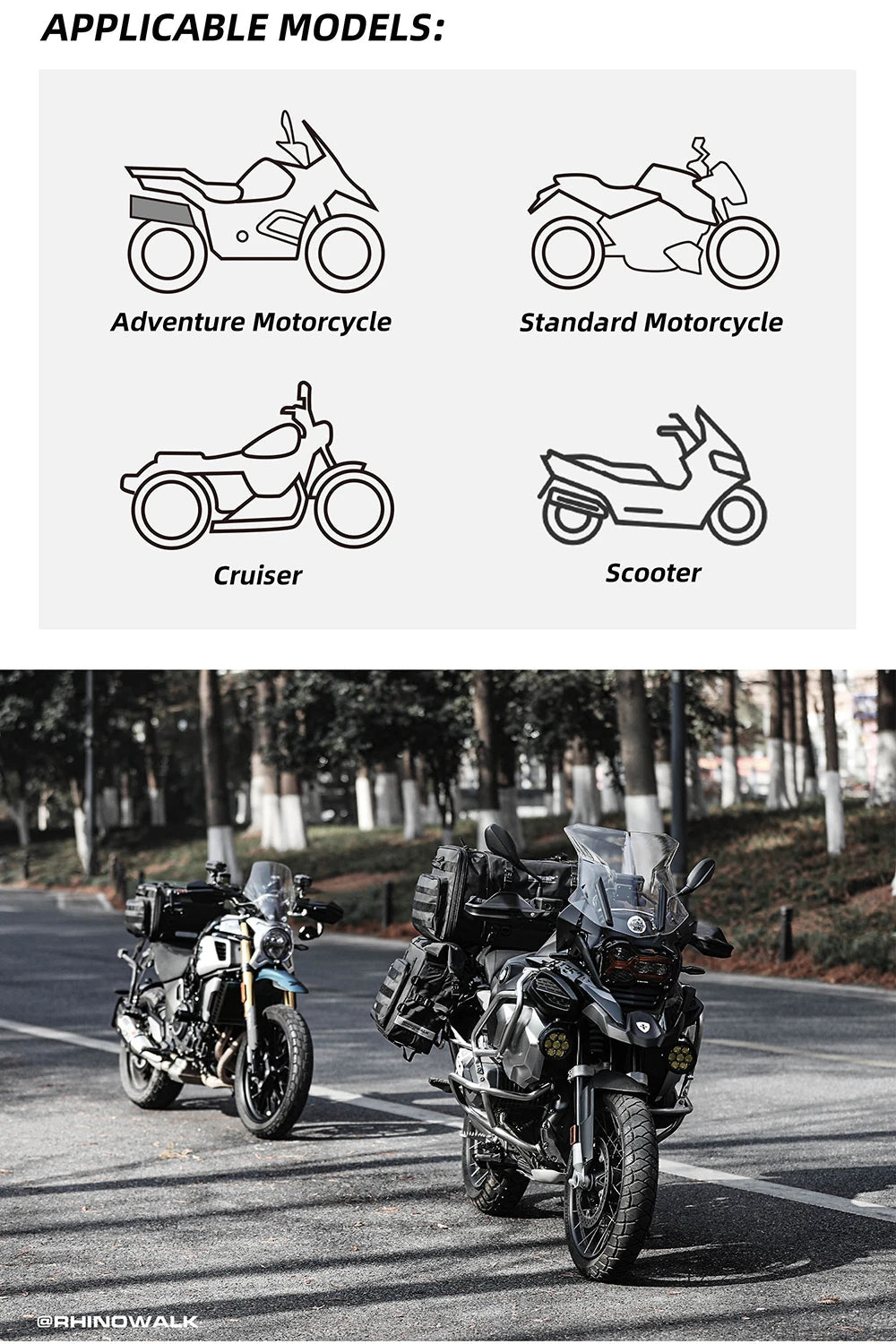sacoche de voyage pour moto Rhinowalk 19L / 80L Ma boutique