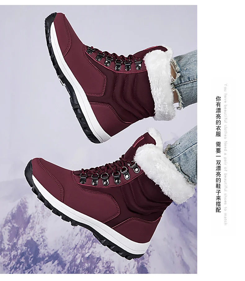 Bottes de Neige Femme Hiver 2024 – Sneakers Chaudes à Fourrure, Semelle Épaisse, Imperméables – Bottines Mi-mollet Outdoor - BLACKBEARD OUTDOOR INDUSTRIES