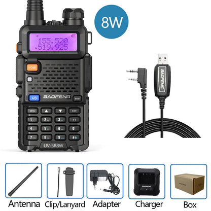 Baofeng UV-5R – Radio Bi-Bande VHF/UHF | 128 Canaux, Jusqu'à 15 km de Portée, Lampe LED et FM Ma boutique