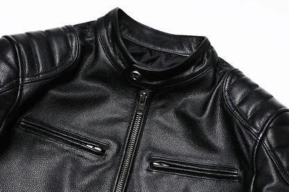 Blouson Homme Moto Classique en Cuir Véritable - BLACKBEARD OUTDOOR INDUSTRIES