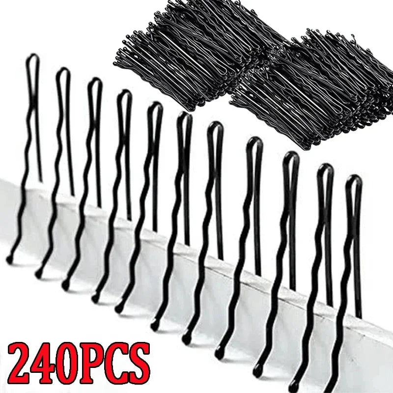 60/240 Pcs Pinces à Cheveux Noires U-Shape – Bobby Pins Invisibles, Métal Ondulé pour Coiffure - BLACKBEARD OUTDOOR INDUSTRIES