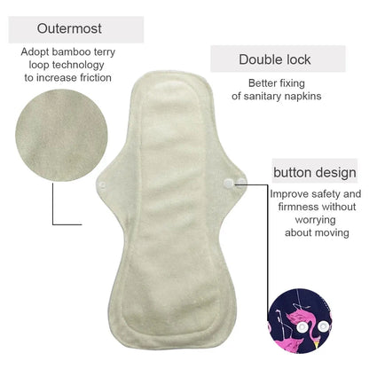 Lot de 5 Serviettes Hygiéniques Réutilisables en Bambou – Absorption Ultra-Forte pour Flux Important – Protection Nuit Épaisse et Lavable Ma boutique